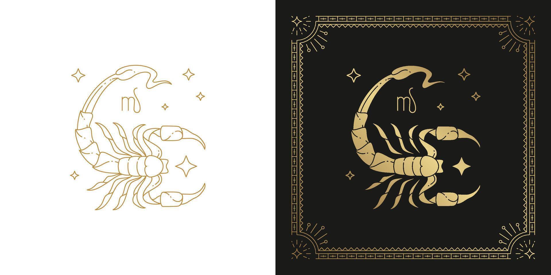 Zodiac scorpio horoscope sign line art silhouette design illustration vector