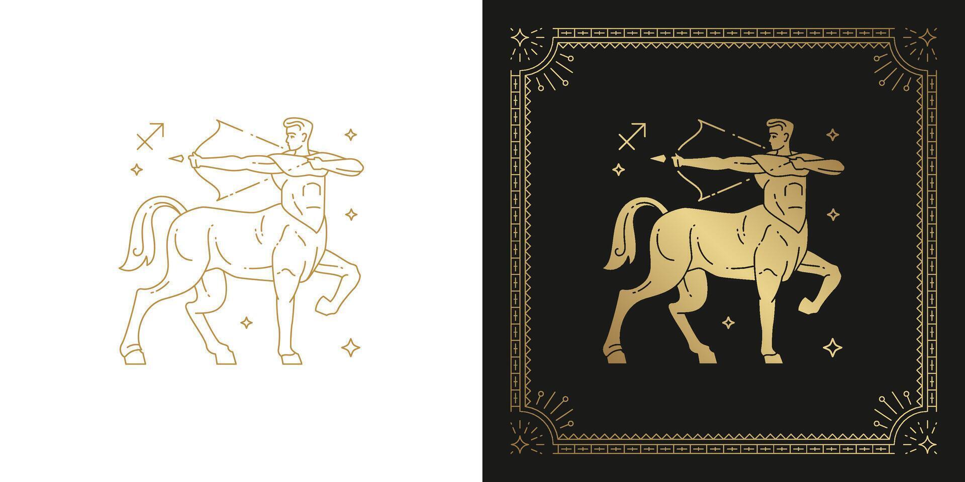 Zodiac sagittarius horoscope sign line art silhouette design illustration vector