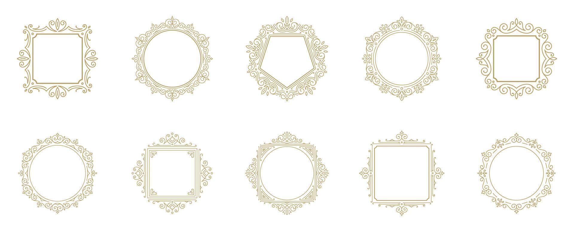 Vintage flourishes ornament frames set illustration vector