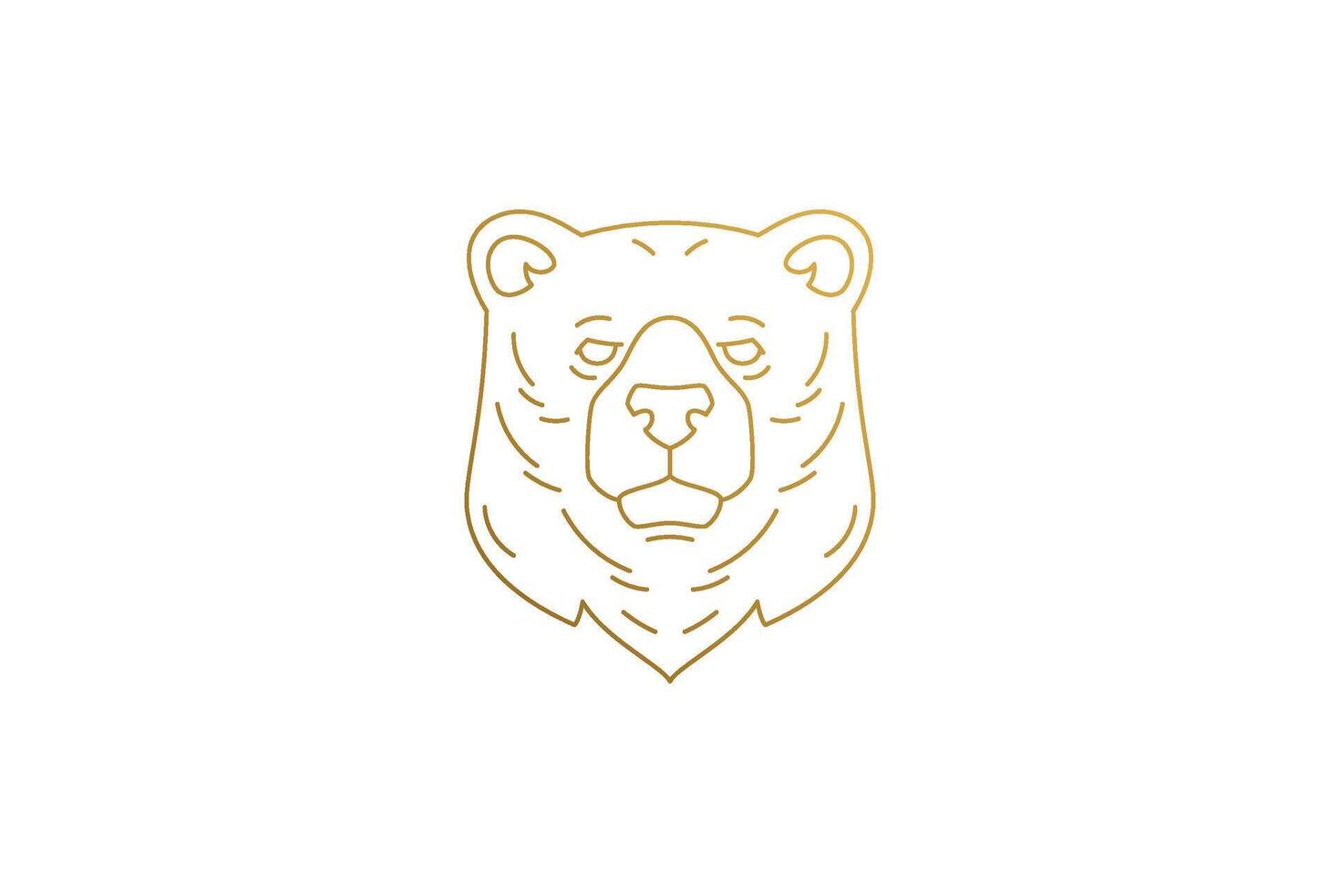 Wild bear head silhouette linear illustration. vector