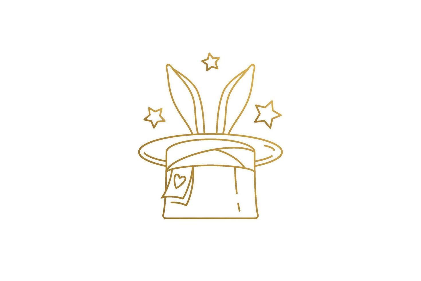 Rabbit ears in magic hat silhouette linear illustration. vector