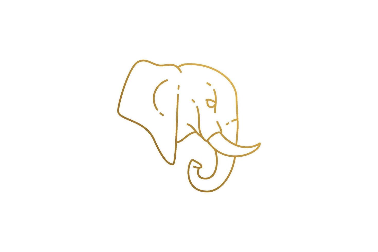 Elephant head side view silhouette linear illustration. vector