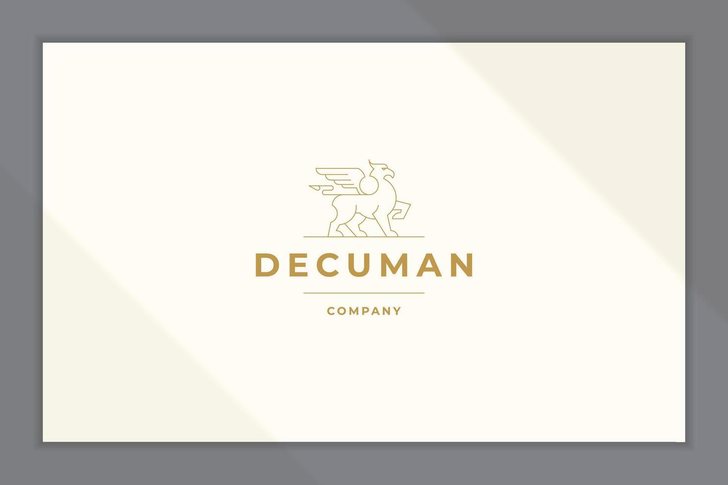 Minimal illustration of outline logo with mythical creature called griffin as symbol of courage line style vector