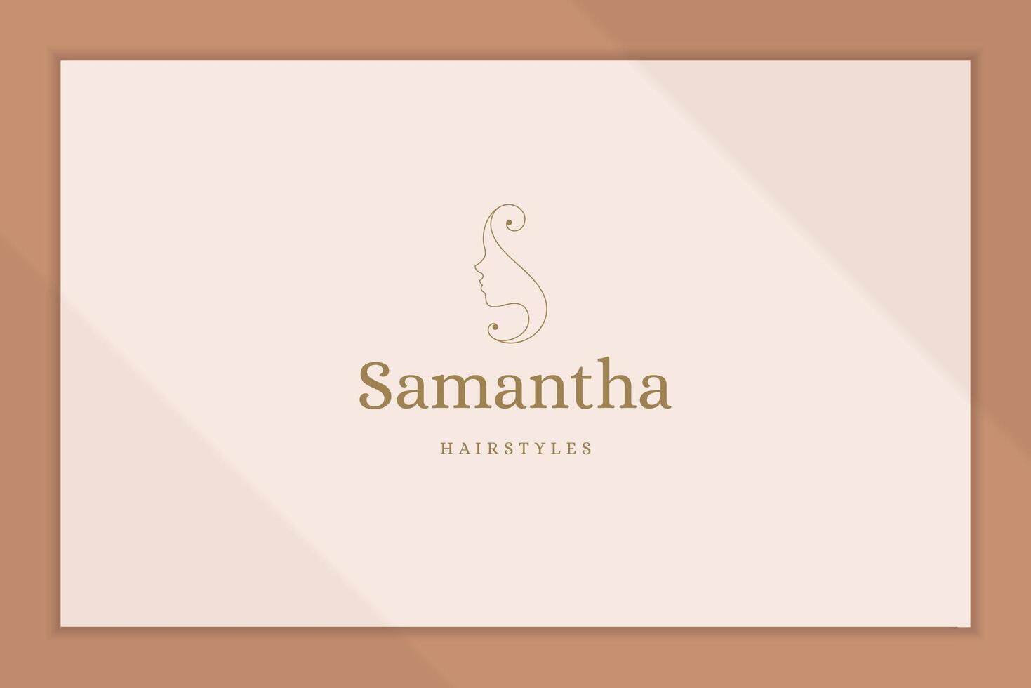 Linear emblem of female face profile for hairdressing salon line style vector