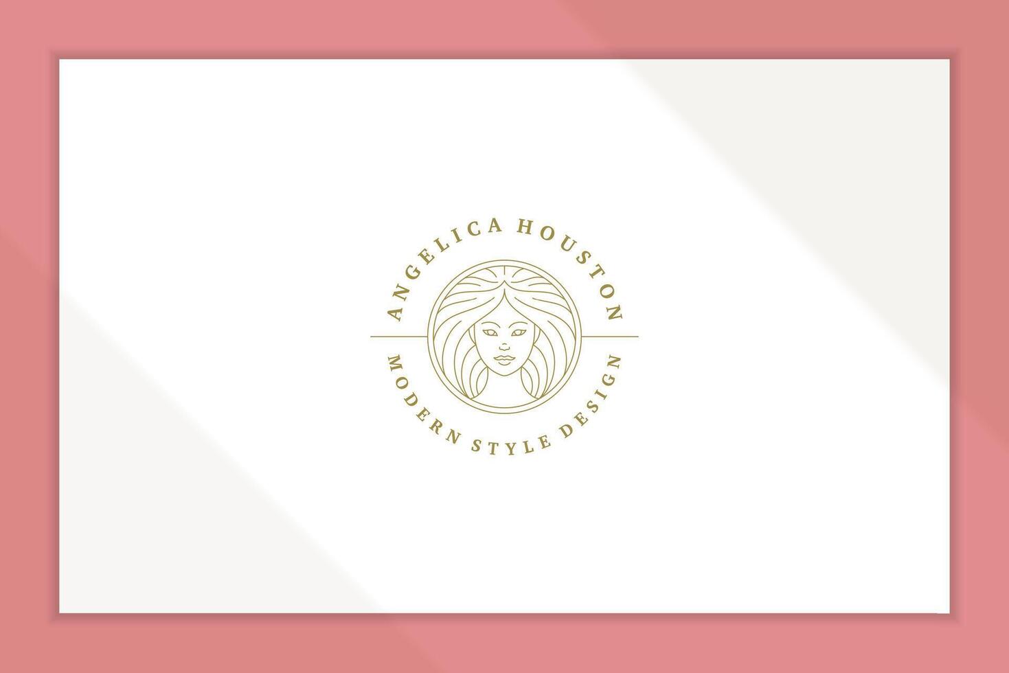 Linear style emblem of female head in circle line style vector