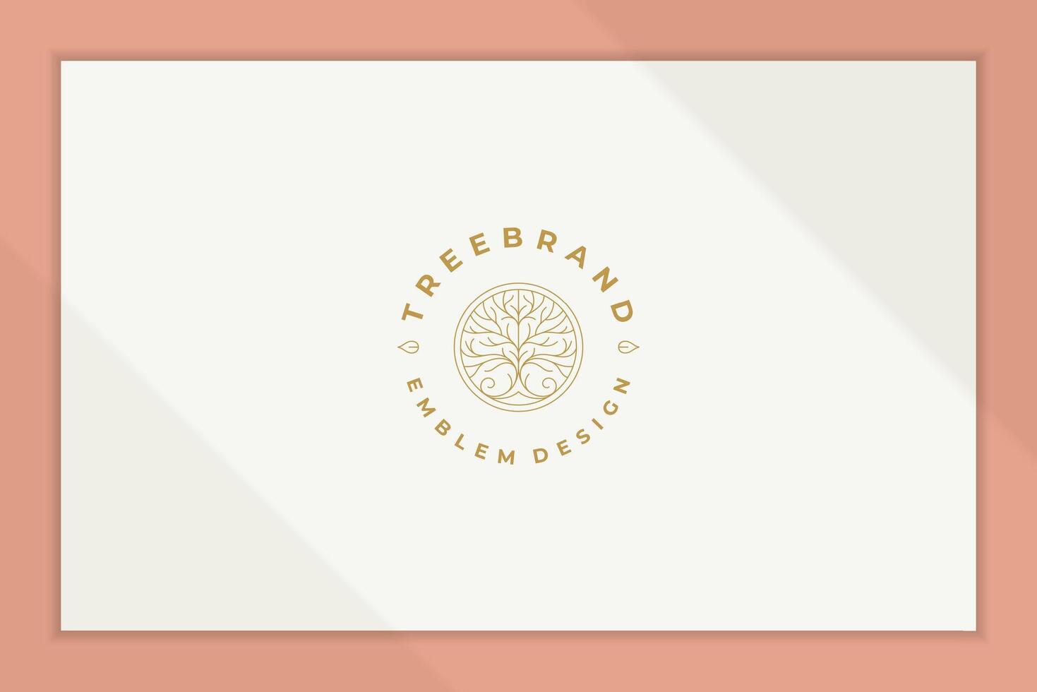 Outline logo of tree in circle line style vector
