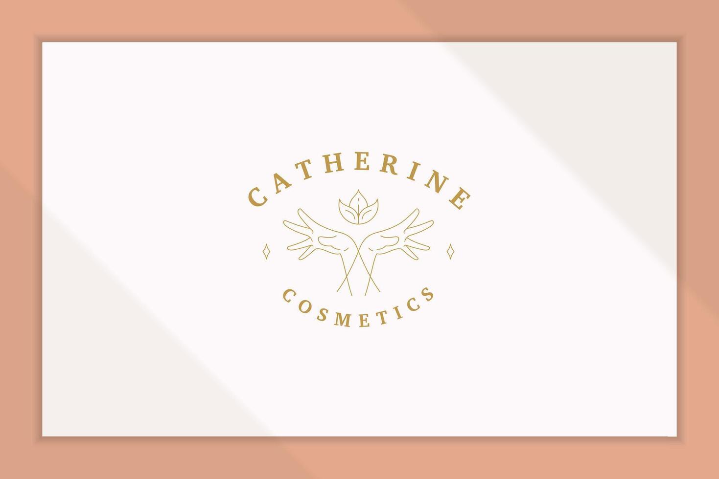 Outline emblem of crossed hands with lotus line style vector