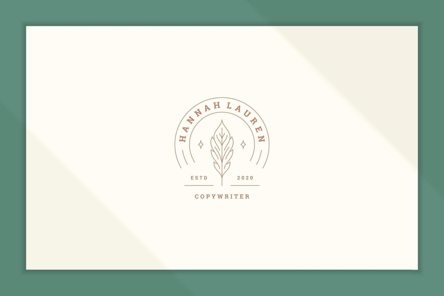 Outline emblem of quill in circle line style vector