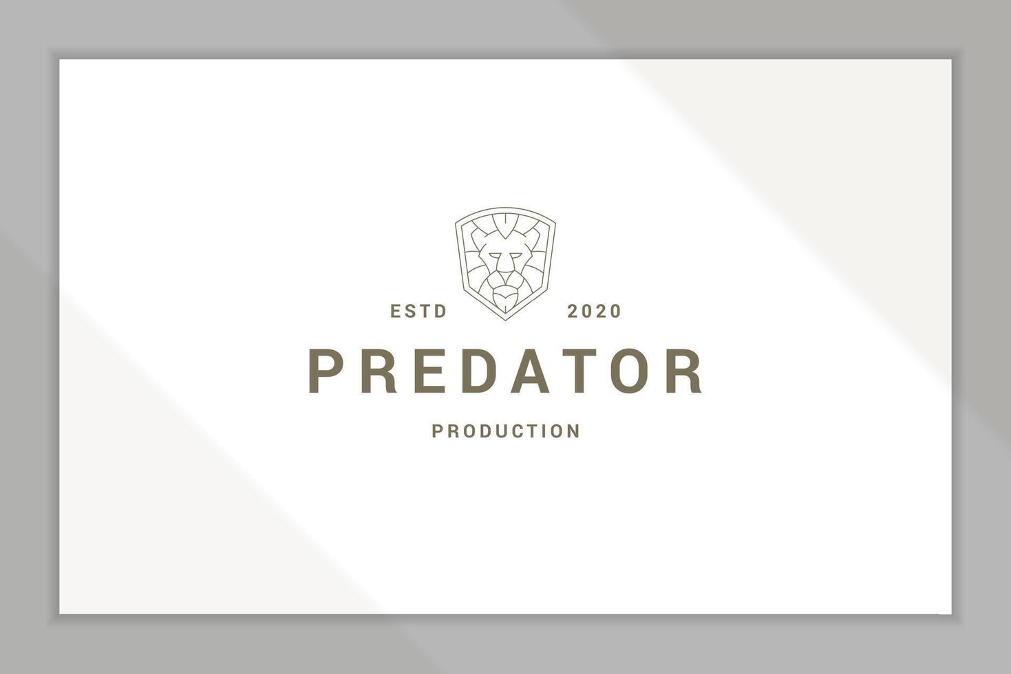 Outline emblem of shield with lion head line style vector