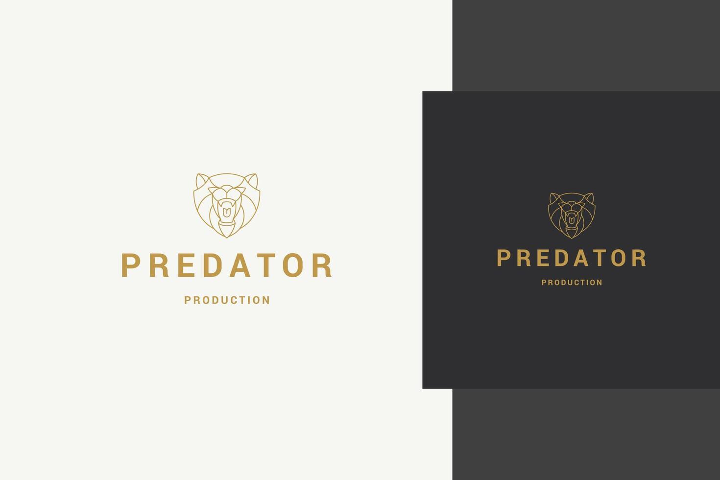 Minimal geometric illustration linear style emblem template of aggressive roaring predator bear head vector