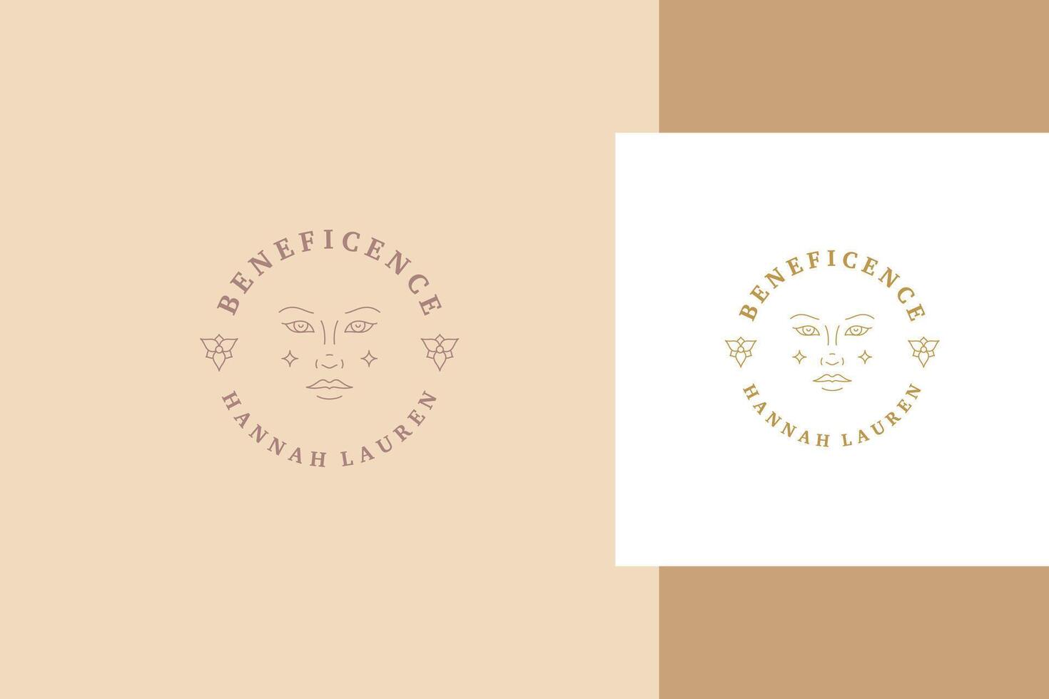 Outline emblem of beautiful female face line style vector