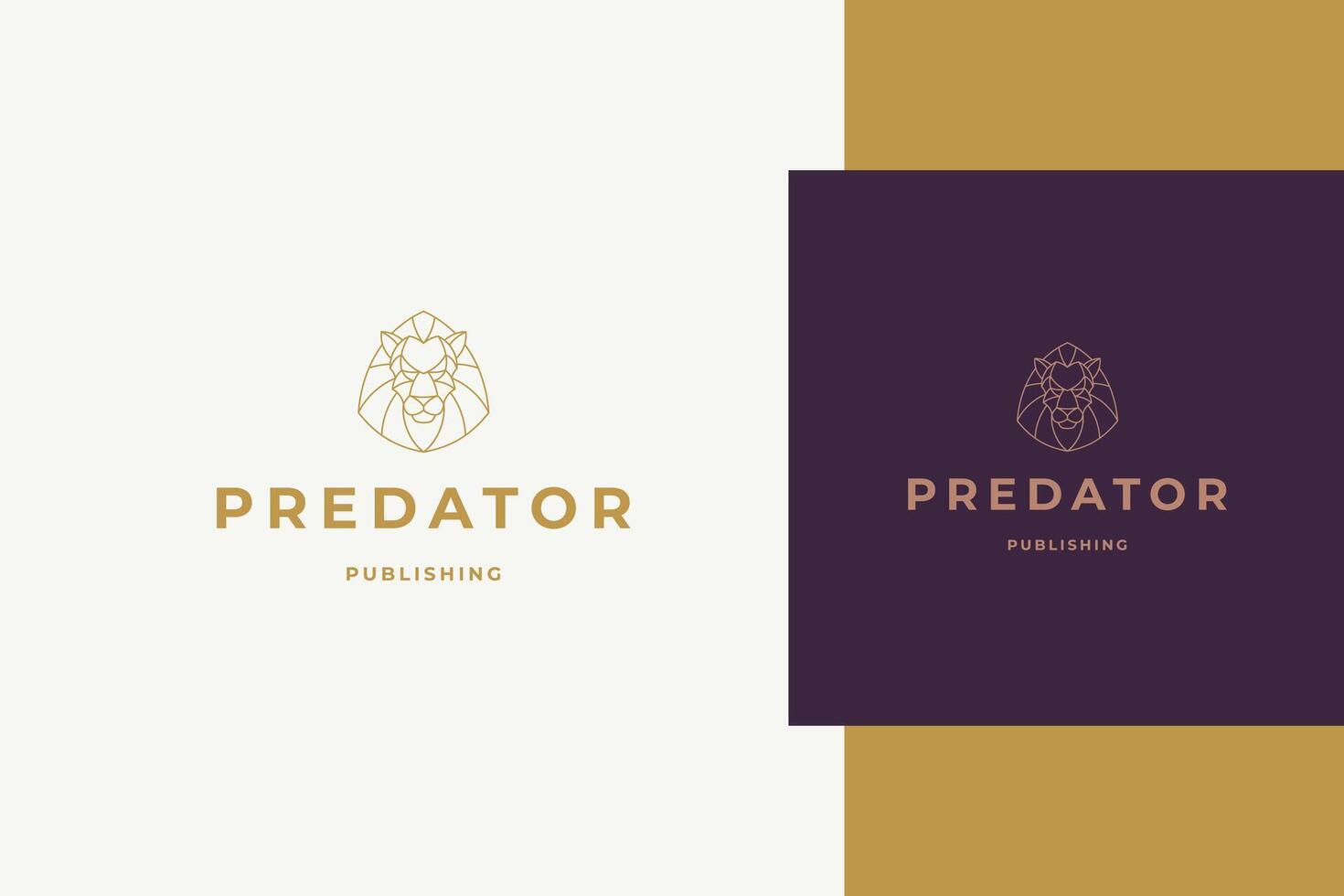 Linear logo of geometric lion head line style vector