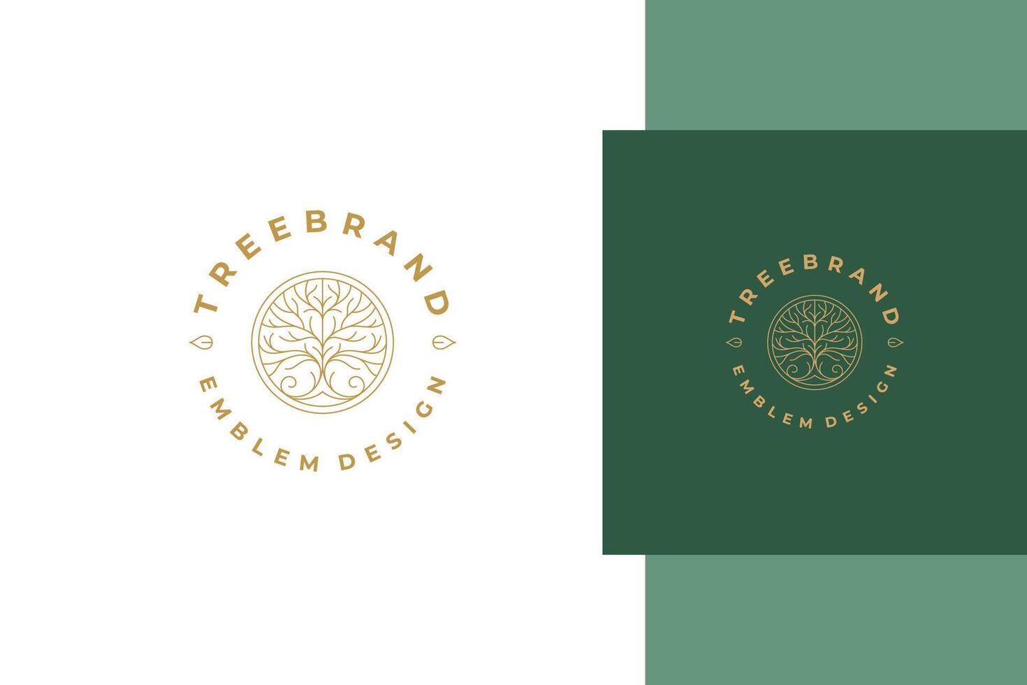 Outline logo of tree in circle line style vector