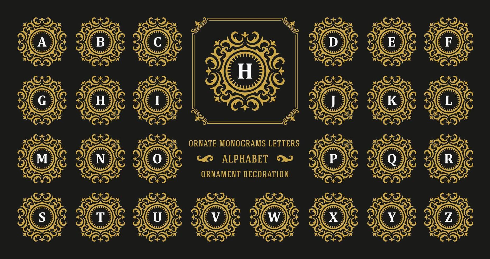 Vintage monogram alphabet letter with decorative flourish ornament frame vector