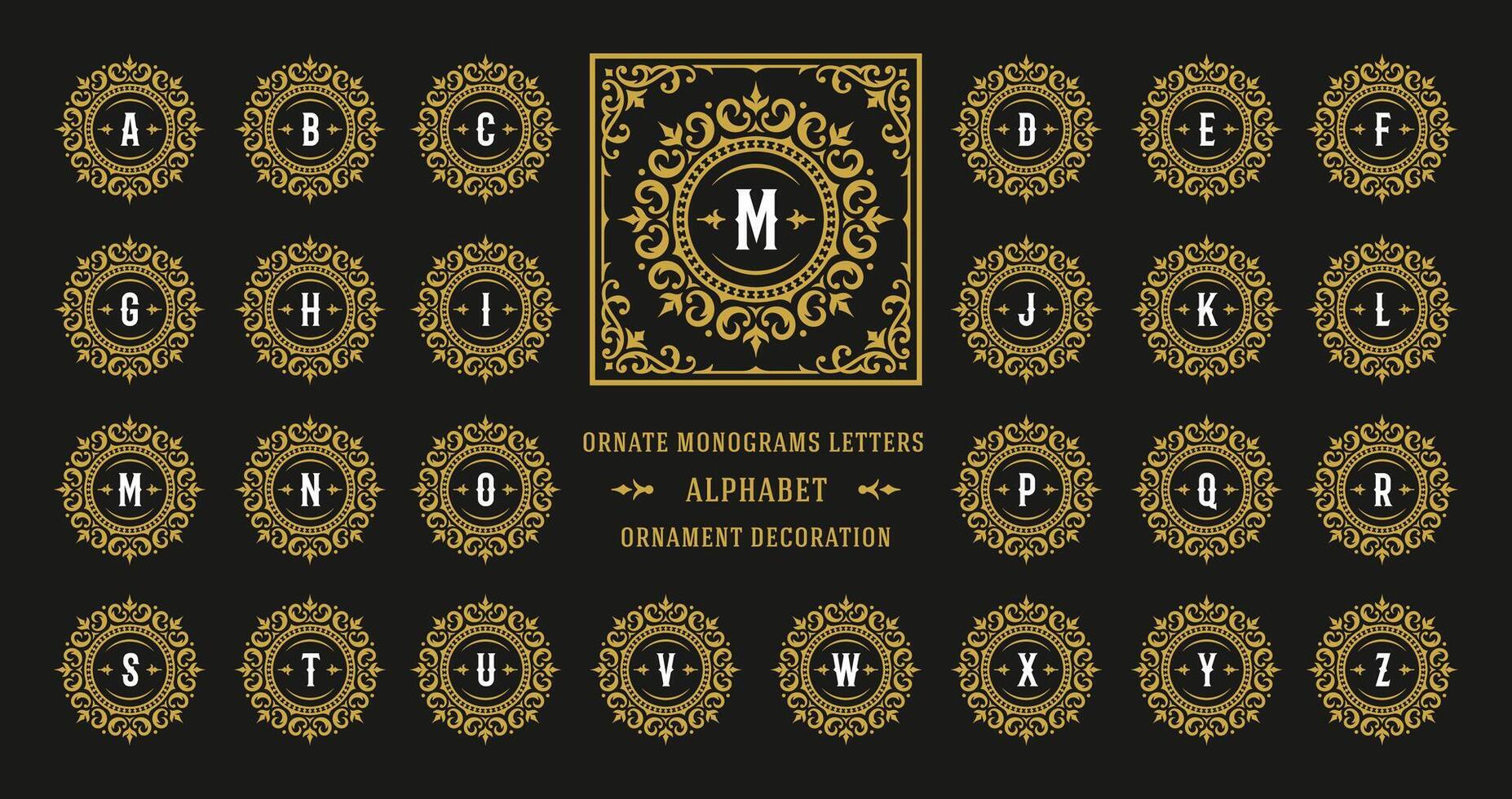 Vintage monogram alphabet letter with decorative flourish ornament frame vector