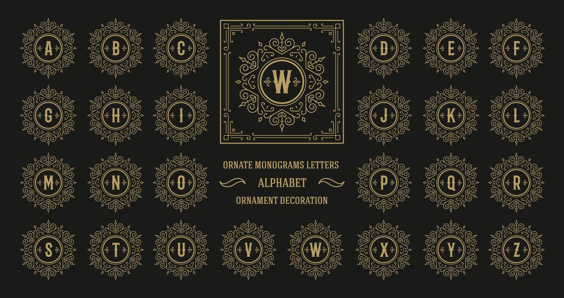 Vintage monogram alphabet letter with decorative flourish ornament frame vector