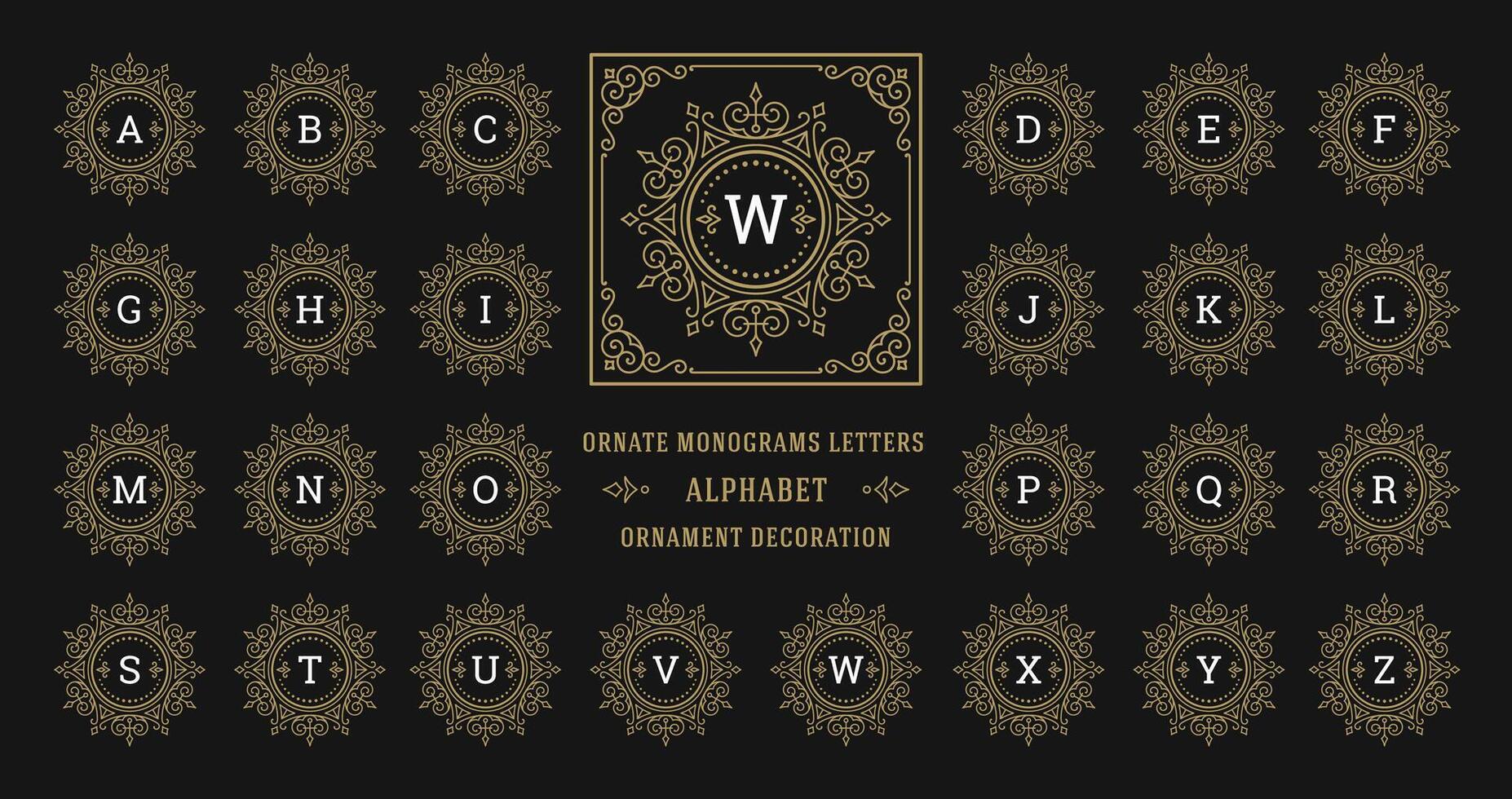 Vintage monogram alphabet letter with decorative flourish ornament frame vector