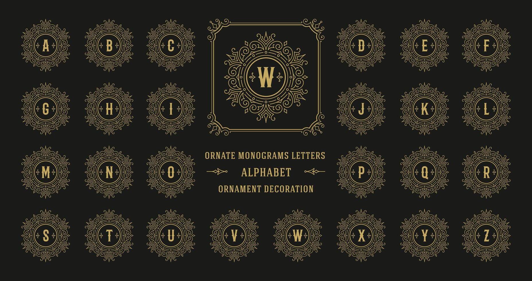 Vintage monogram alphabet letter with decorative flourish ornament frame vector