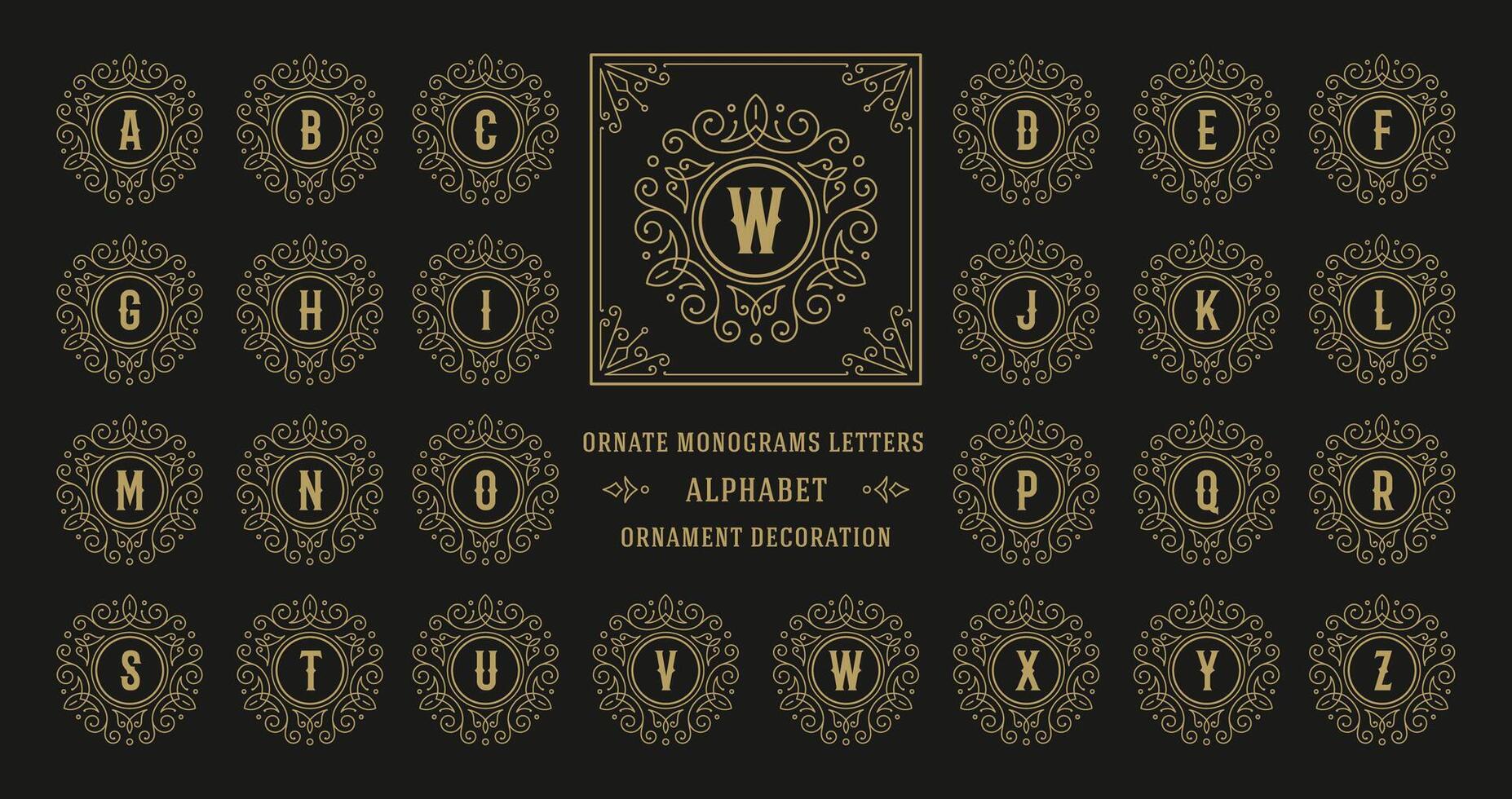Vintage monogram alphabet letter with decorative flourish ornament frame vector