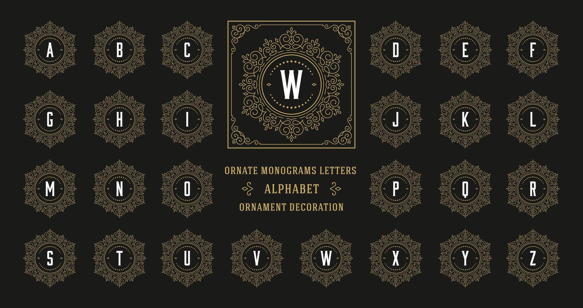 Vintage monogram alphabet letter with decorative flourish ornament frame vector