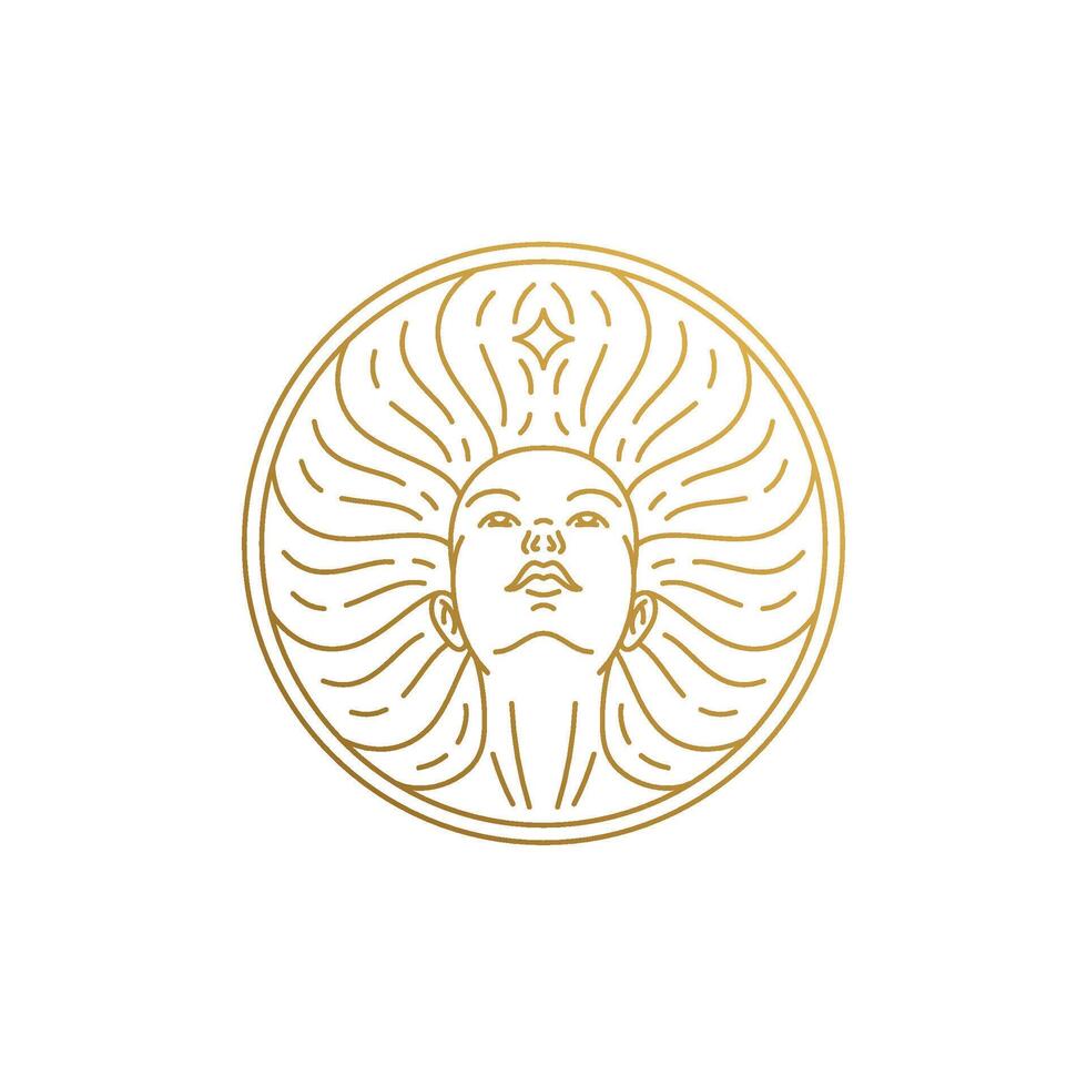 Outline logo of female hand in circle hand drawn with thin lines vector