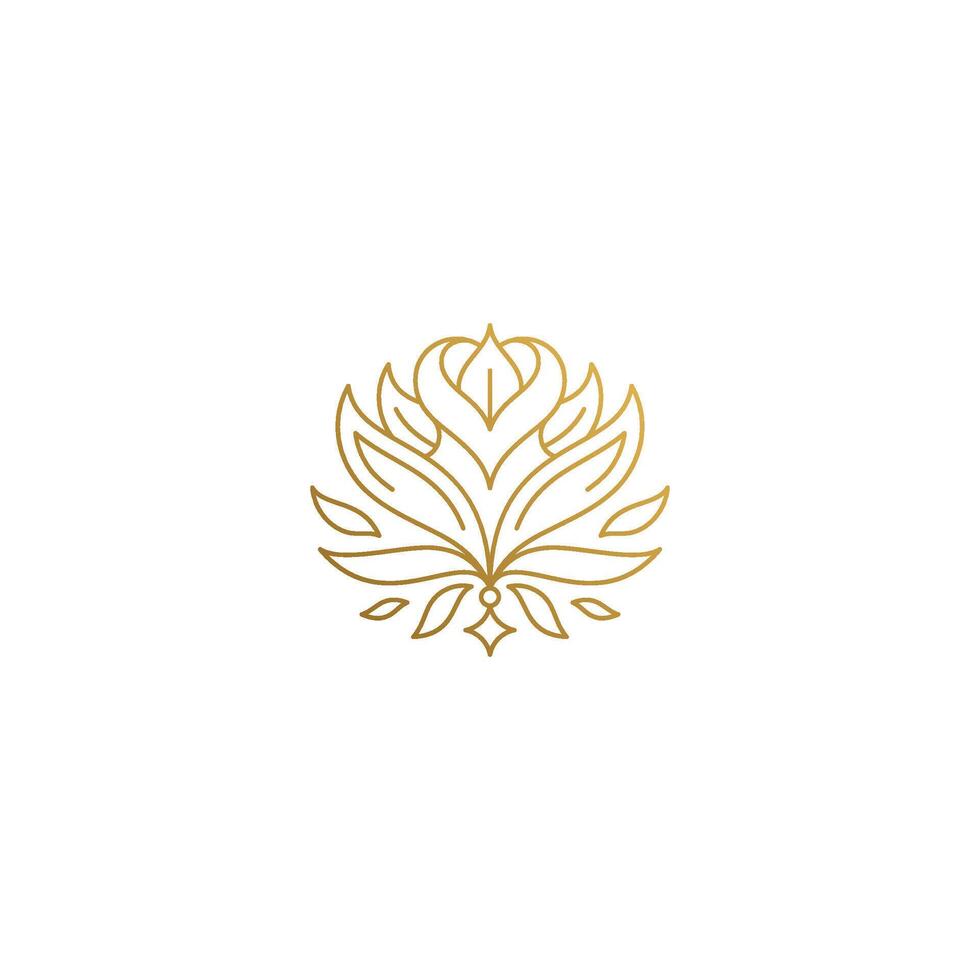 logo of golden rose flower hand drawn with thin lines vector
