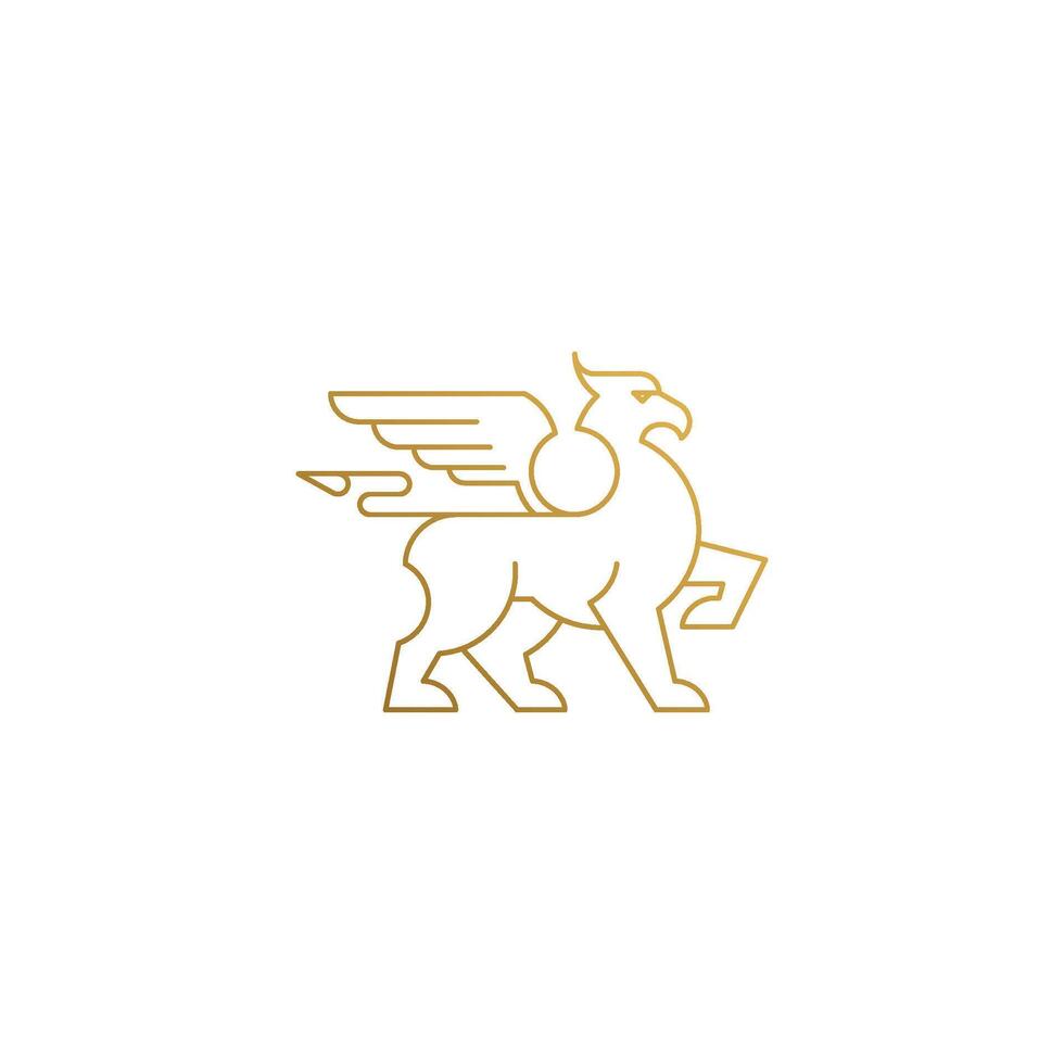 icon of mythical griffin hand drawn with thin lines vector