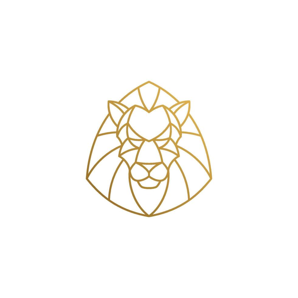 Outline emblem of geometric lion head hand drawn with thin lines vector