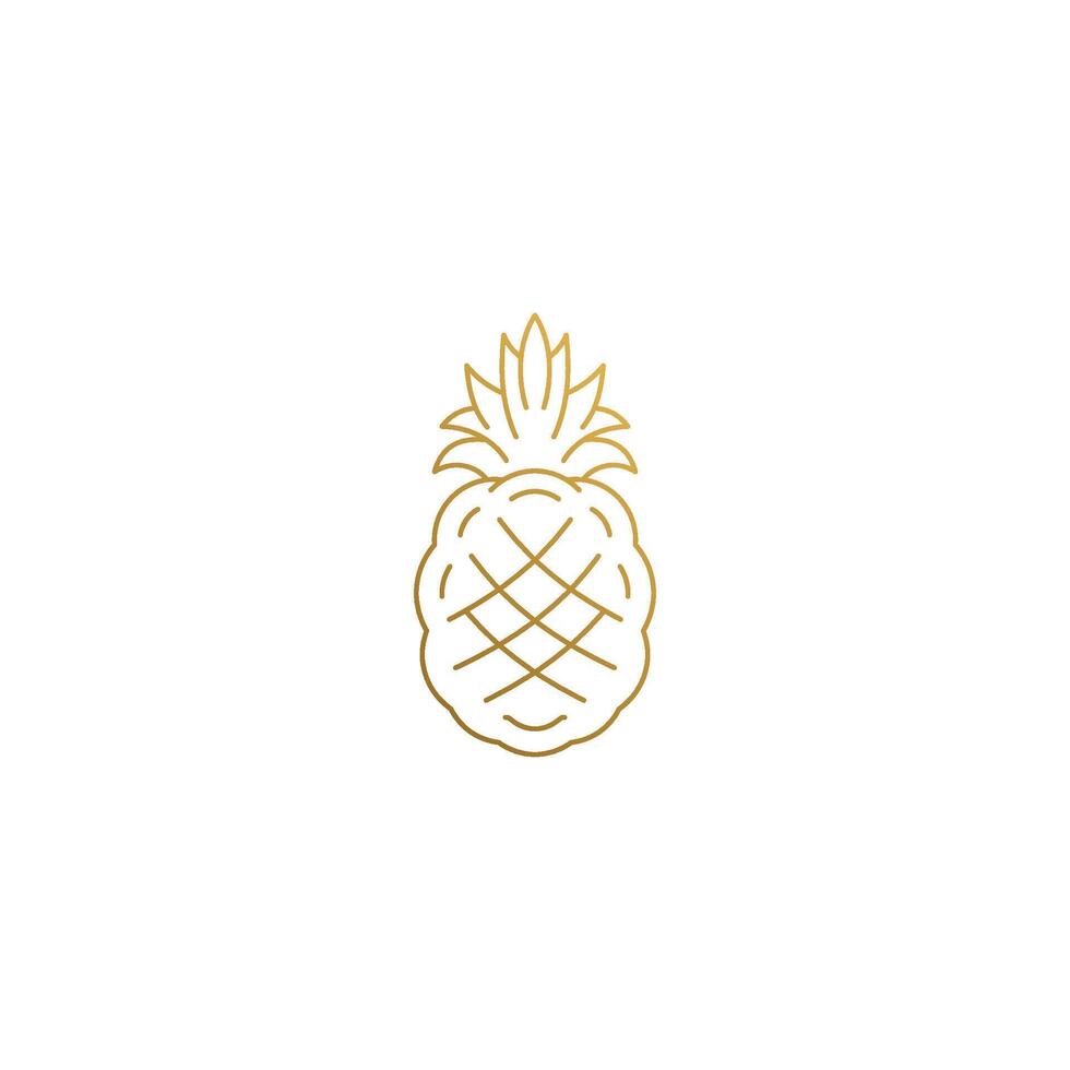 Outline icon of tropical pineapple hand drawn with thin lines vector