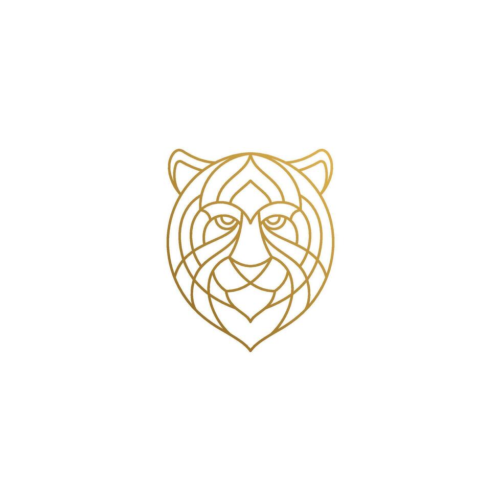 Outline head of gorgeous tiger hand drawn with thin lines vector