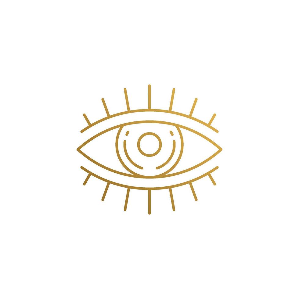 outline of eye with eyelashes hand drawn with thin lines vector