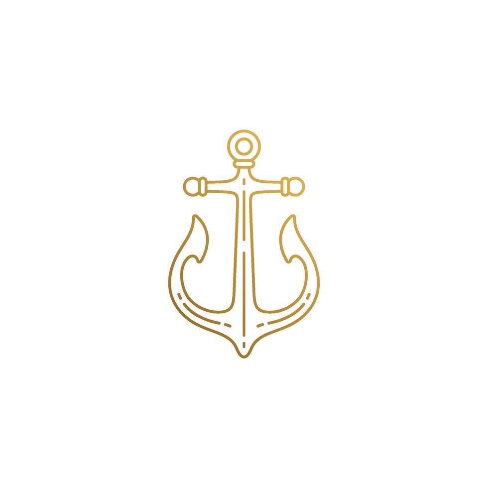 emblem of ship anchor hand drawn with thin lines vector