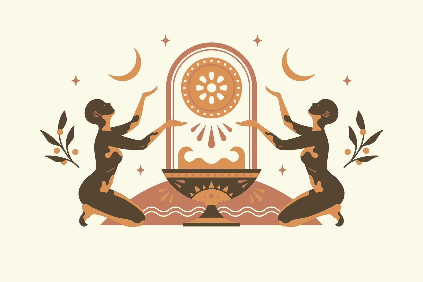 Beautiful african woman people silhouettes modern drawing style vector