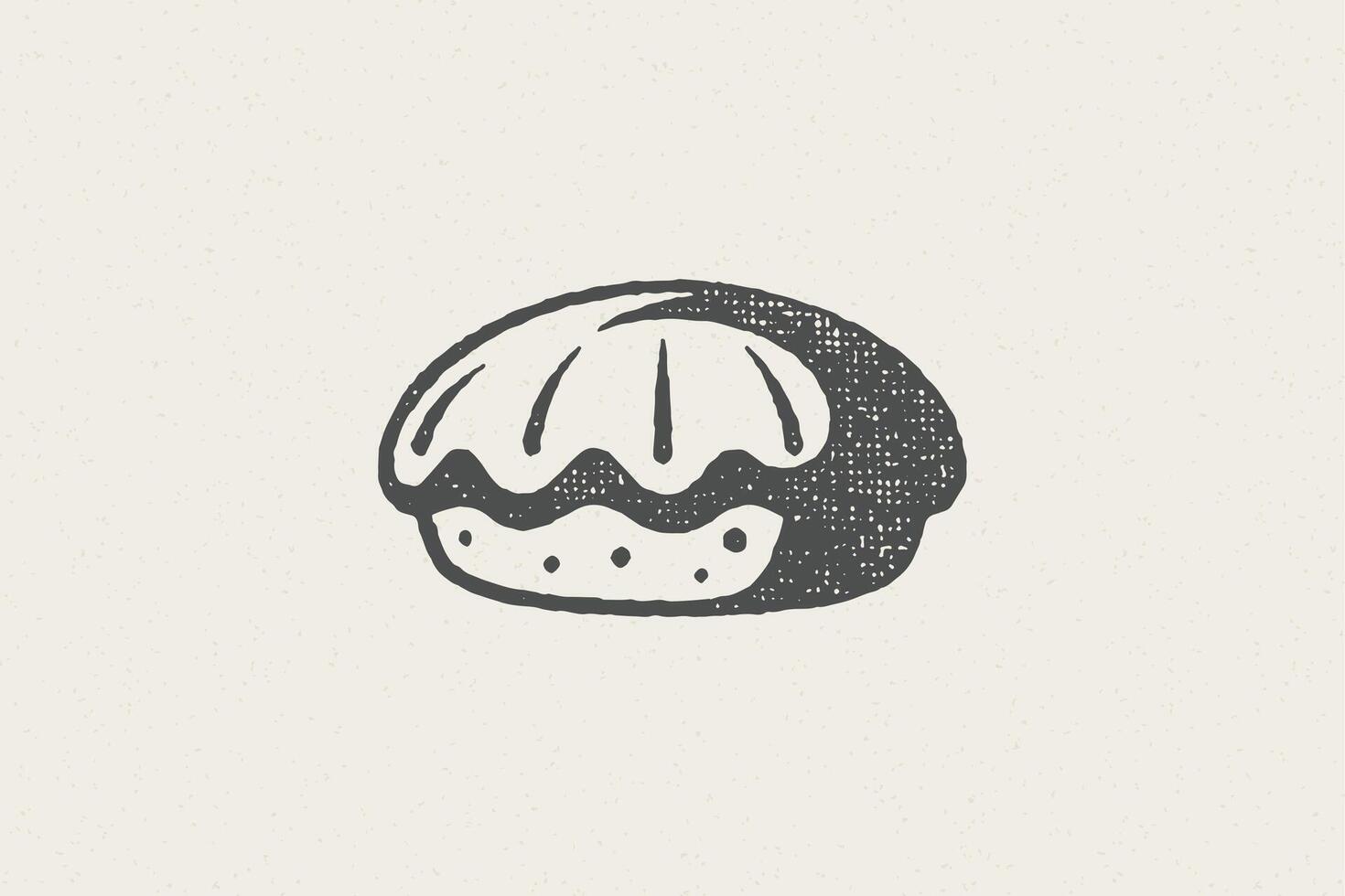Silhouette of fresh pie designed in retro style as emblem stamp bakery hand drawn stamp effect illustration. vector