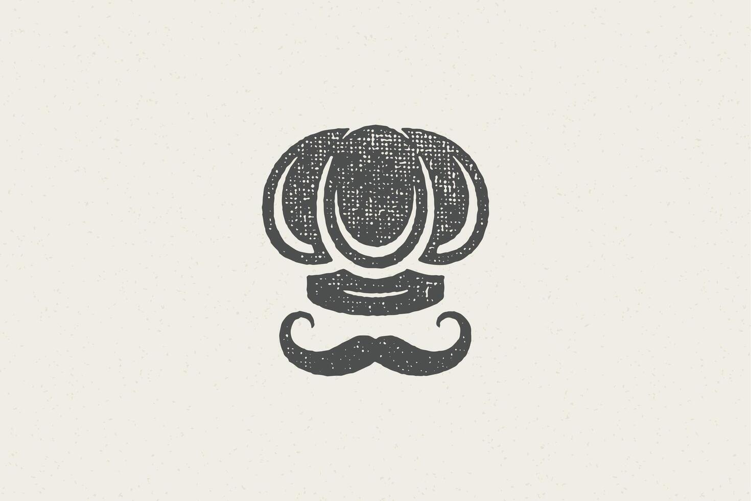 Silhouette of traditional chef cook hat and mustache designed as emblem for restaurant stamp illustration vector
