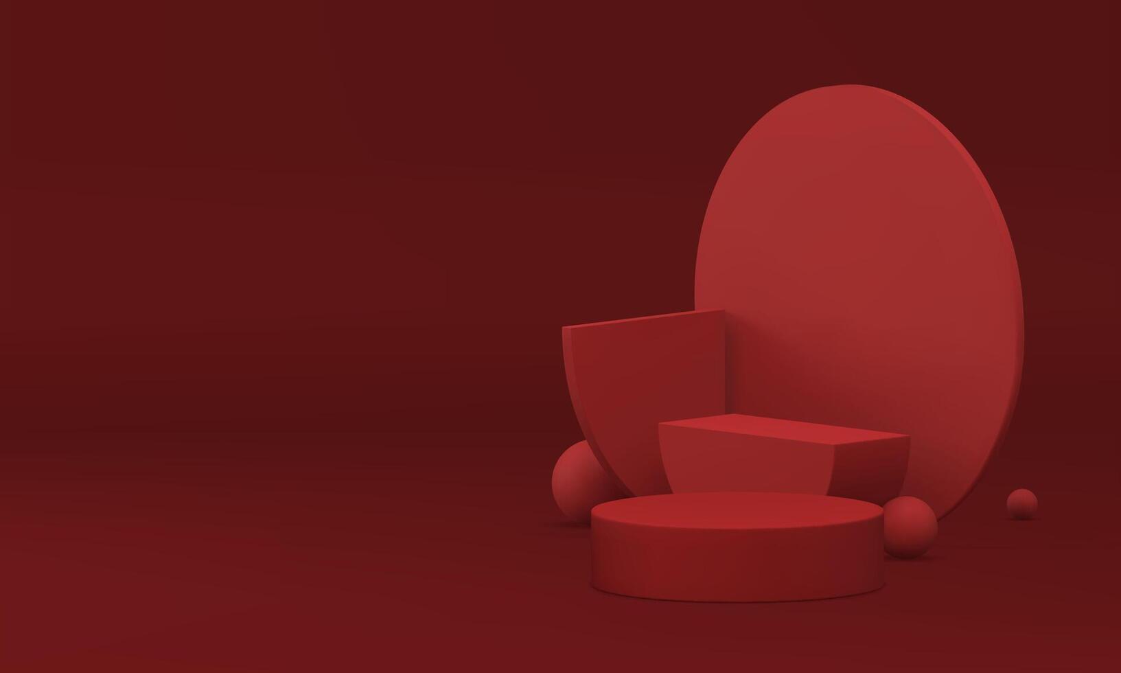 3d podium pedestal red trendy display for product show presentation realistic vector