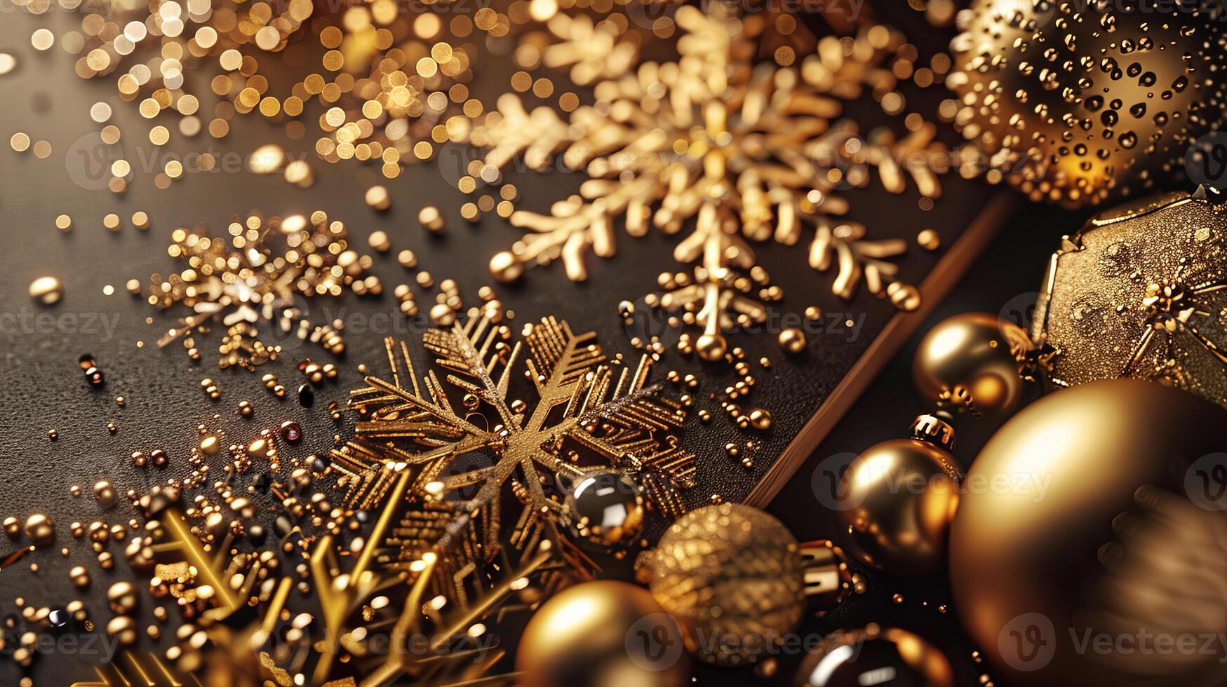 Stunning gold and bronze palette adorns the cover of this Christmas brochure, captivating attention. photo