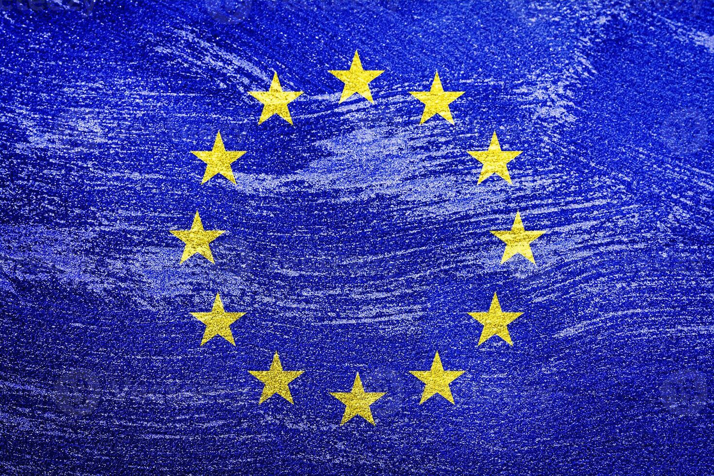 Flag of the European Union on a grunge texture. photo