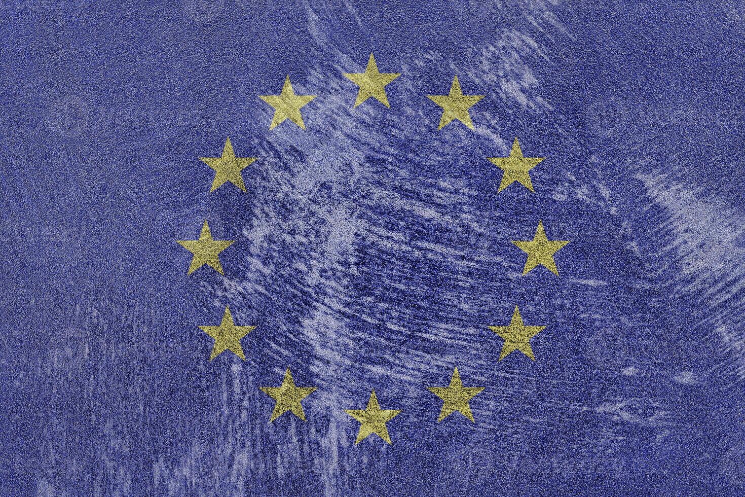 Flag of the European Union on a grunge texture. photo