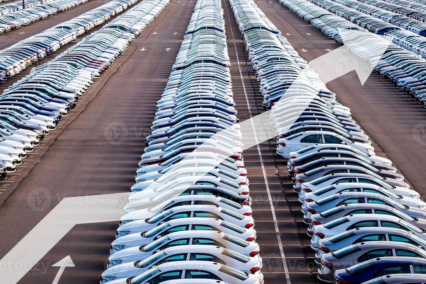 The concept of growth in the production of cars or prices for them. Growth in sales, demand and purchases of a cars. photo