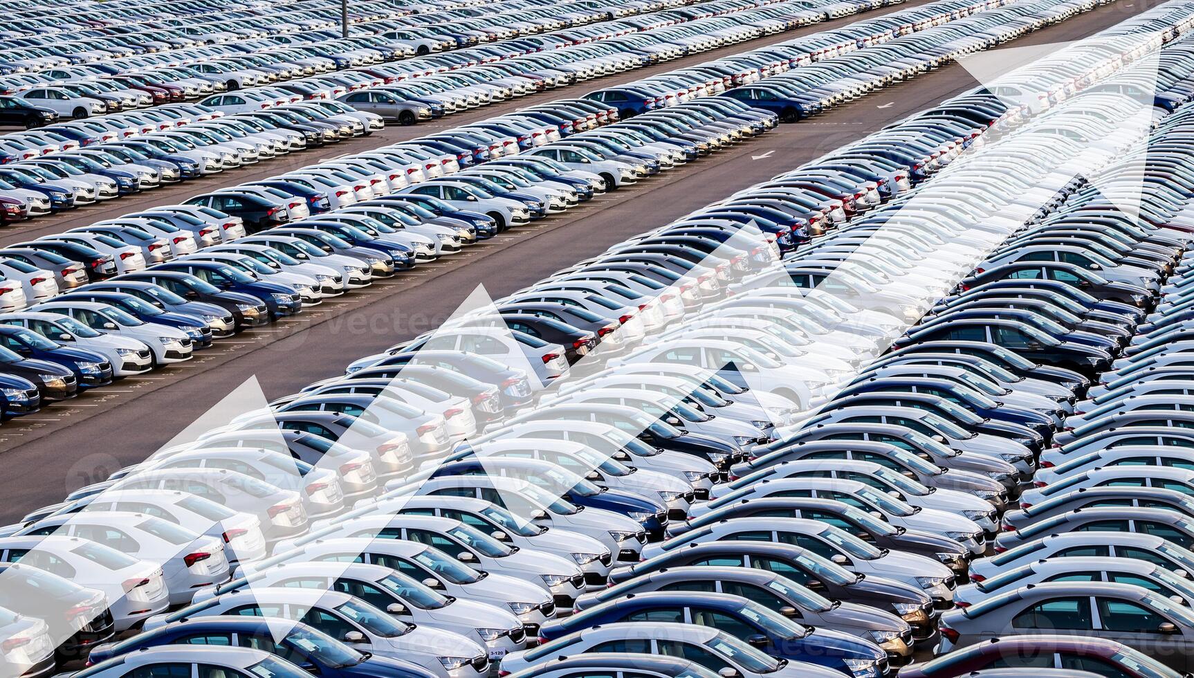 The concept of growth in the production of cars or prices for them. Growth in sales, demand and purchases of a cars. photo