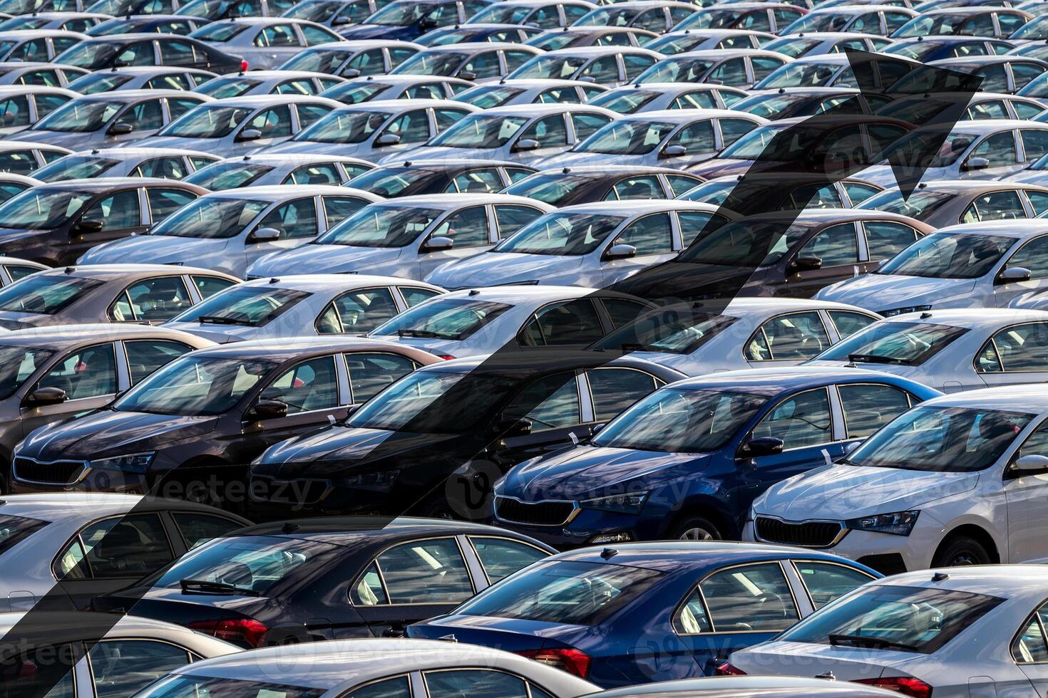 The concept of growth in the production of cars or prices for them. Growth in sales, demand and purchases of a cars. photo
