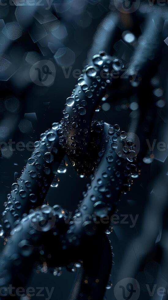 Detailed view of broken link in a metal chain. Concept of weakness and resilience. photo