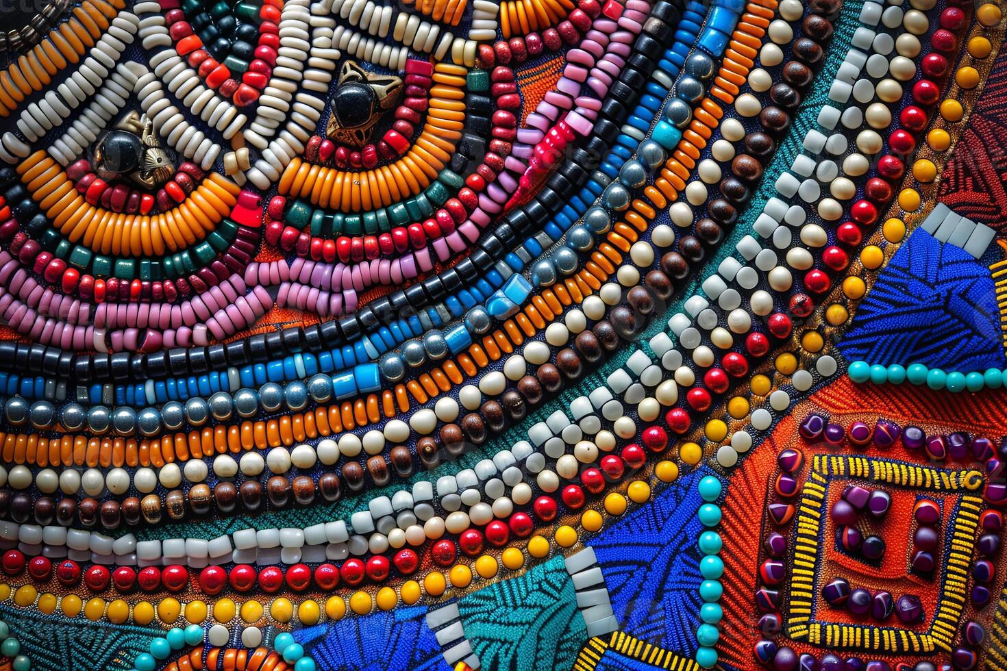 Intricate African beadwork. Stunning portrayal of tradition and craftsmanship. photo