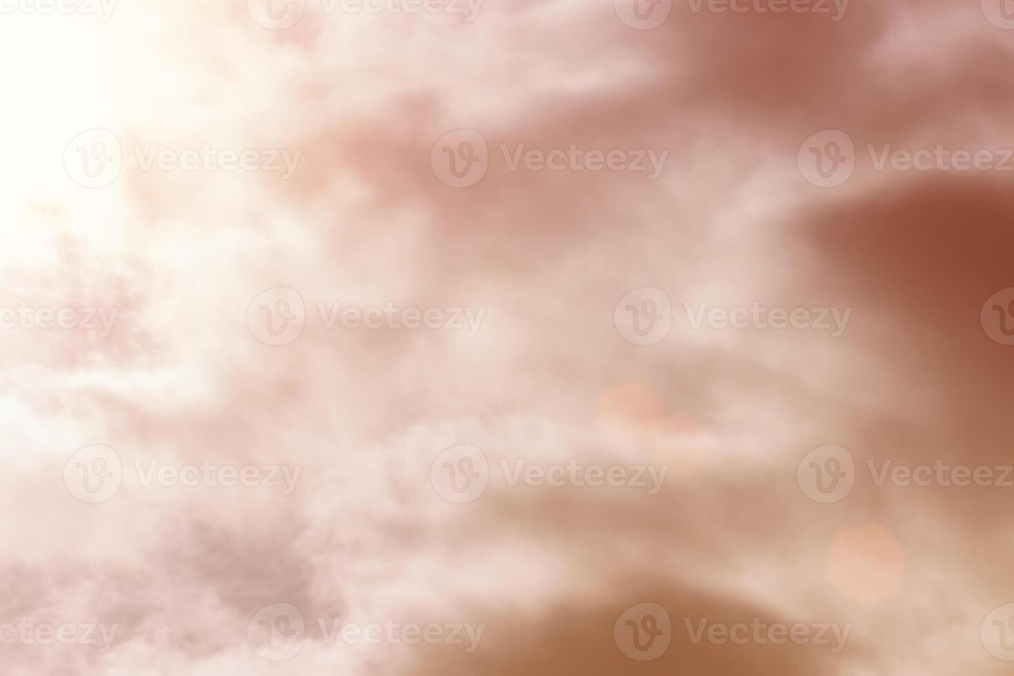 Sun rays breaking through cumulus clouds. The concept of divine light, a glimmer of hope or overcoming difficulties. Spiritual religious background. photo