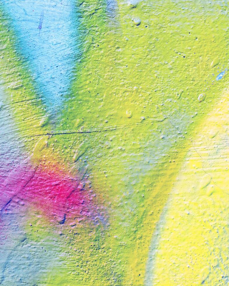 Fragment of colored graffiti painted on a wall. photo