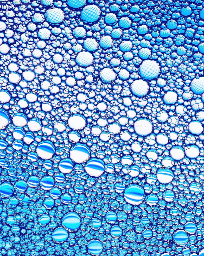 Top view on colorful drops of oil on the water. Circles and ovals. photo