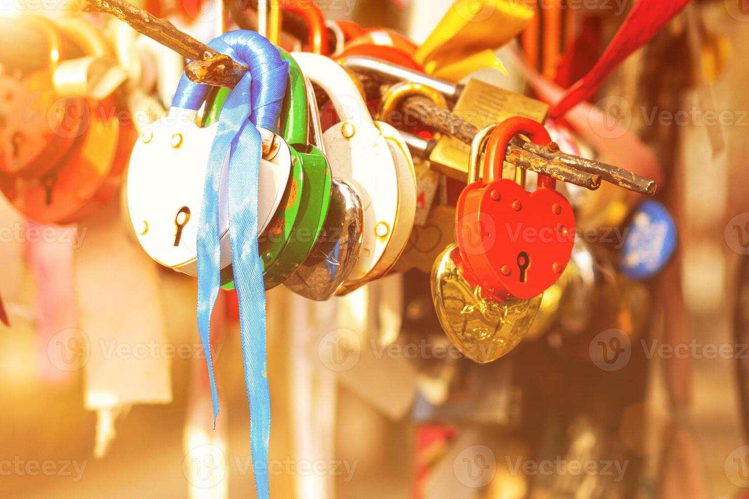 Many wedding colorful locks. photo