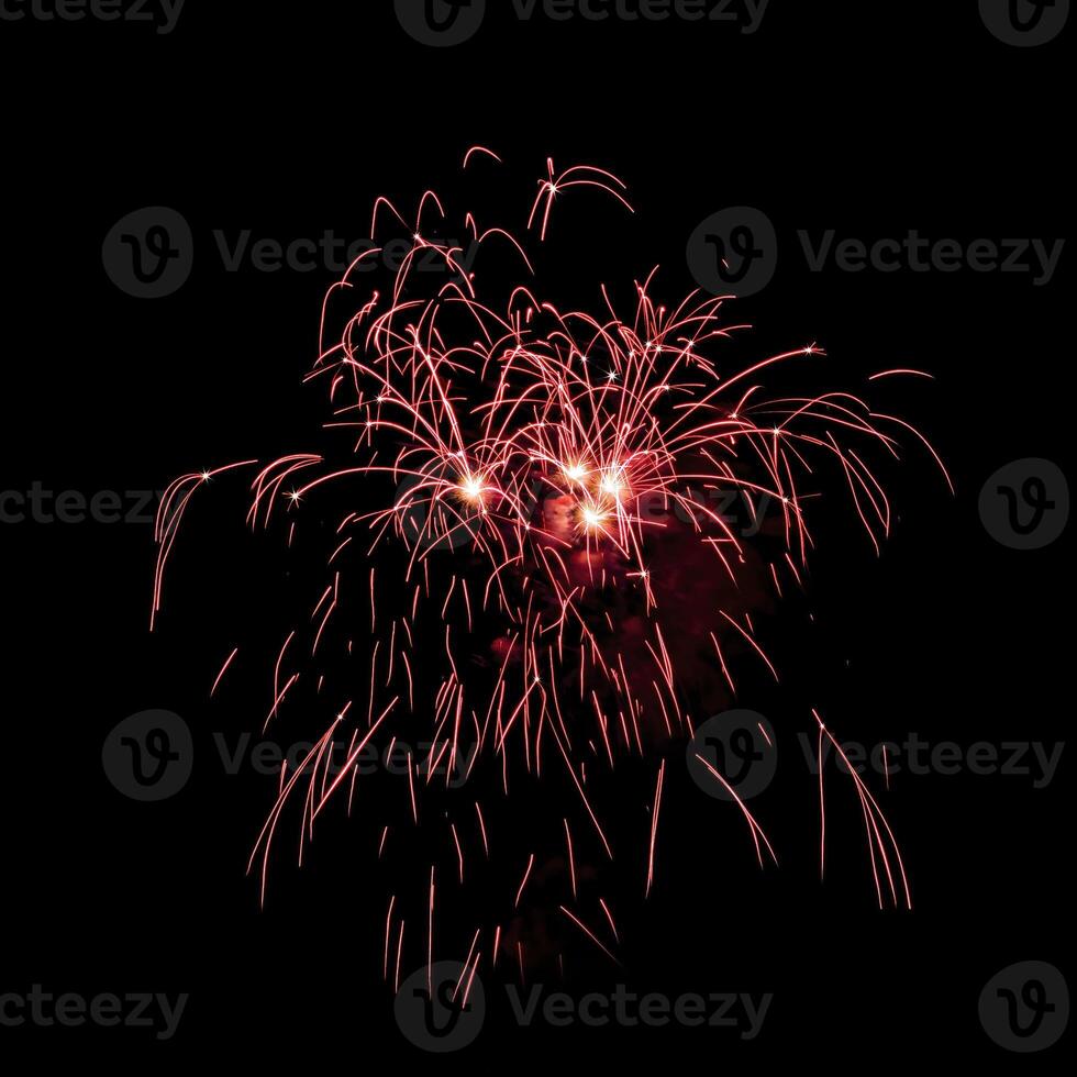 Colorful fireworks isolated on black background. photo