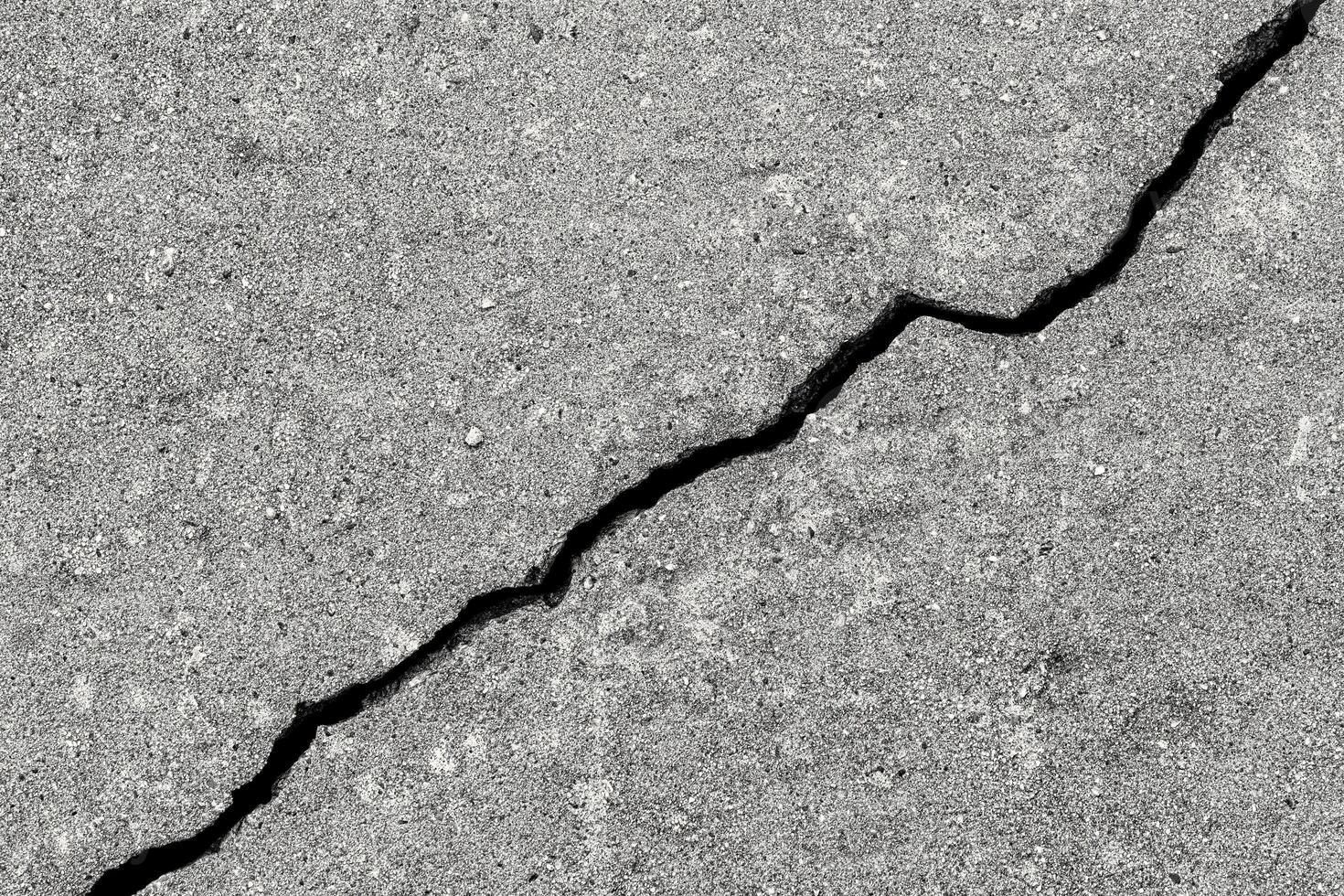 Cracked texture of gray concrete. Abstract background. photo